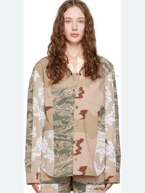 Marine Serre Patchwork Camouflage Beige Dessert Shirt